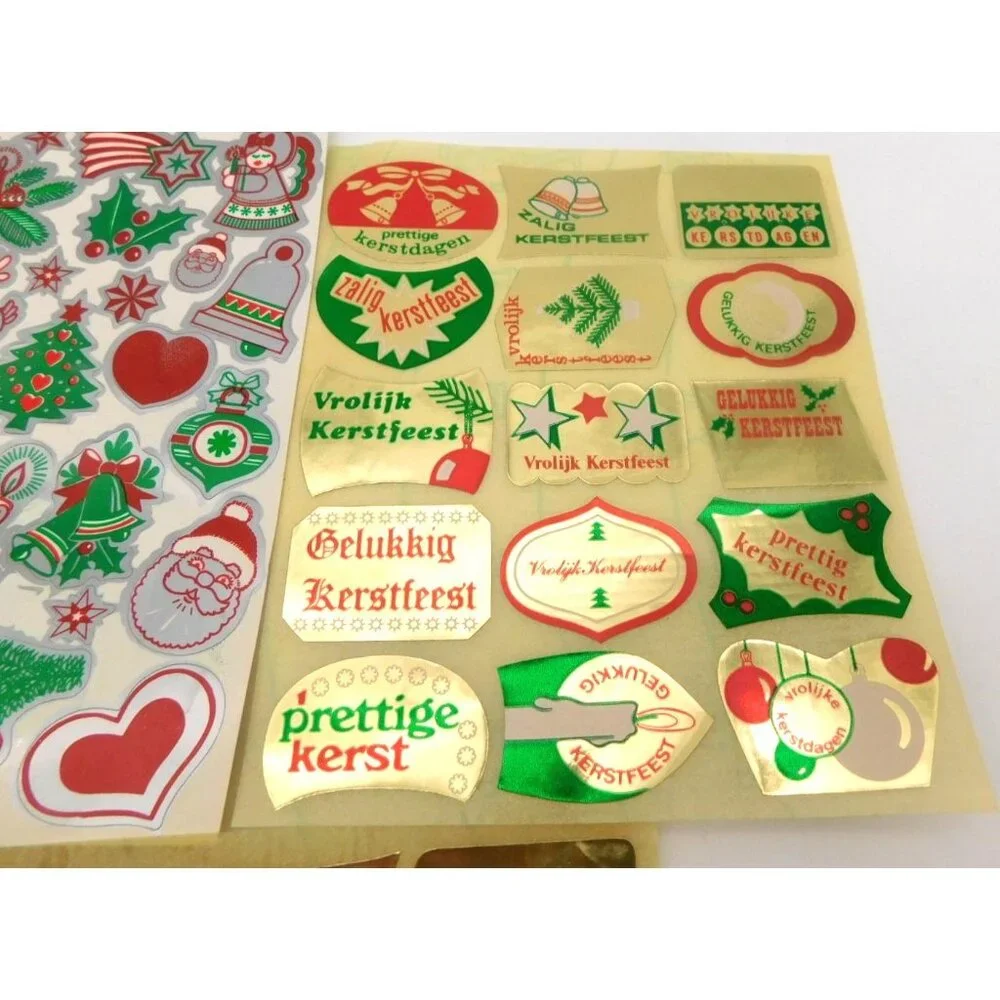 Lot of Vintage German Christmas Stickers 1983 Kerststickers Noel Gold Shiny